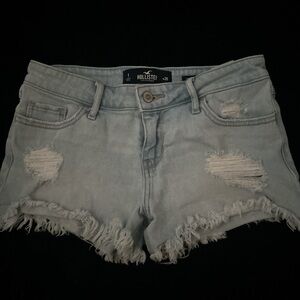 Hollister Pale Blue Distressed Denim Cutoff Shorts